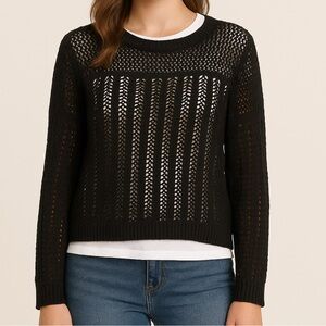 Black knit Stretchy Long Sleeve See Through Women’s Sweater